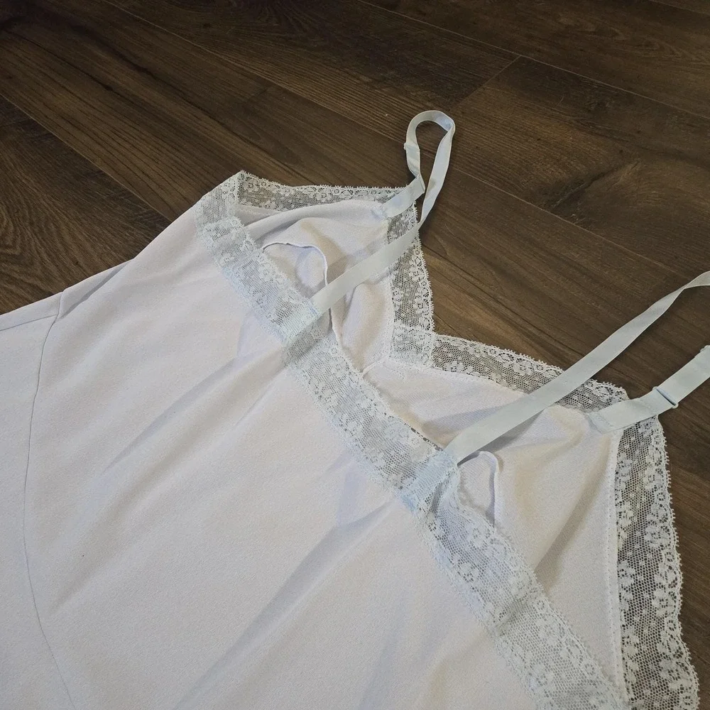 Vintage Sears Nightgown Size 38 Sheer Baby Blue‎ Tricot Chiffon Lace 50s 60s